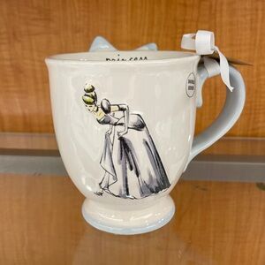 Disney Rae Dunn Princess Cinderella Blue Bow White Ceramic Coffee Mug NWT